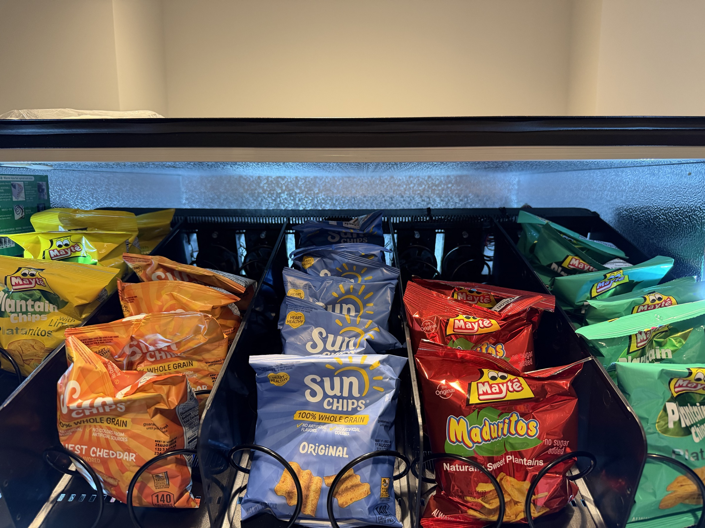 Close-up of fully stocked snack rows