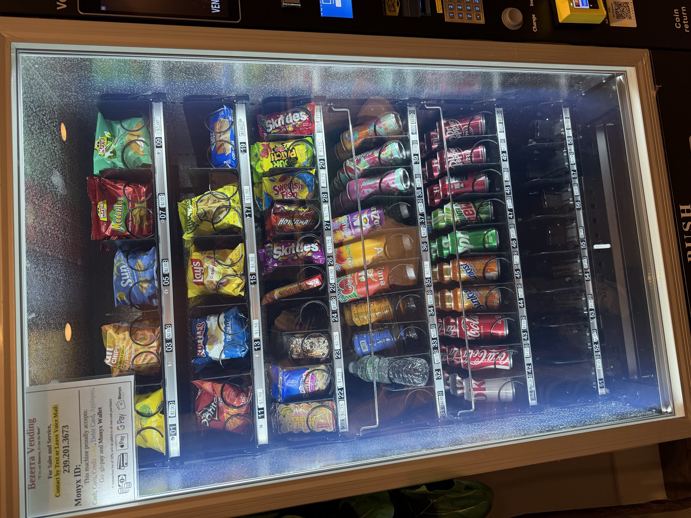 Snack selection behind glass